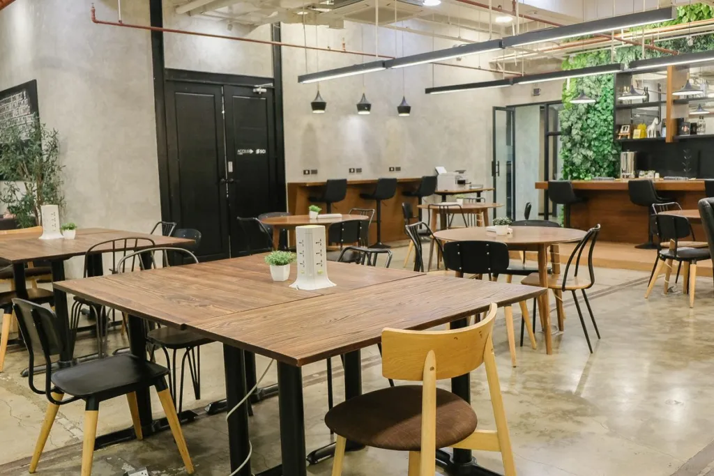 Long work tables with task lighting at Acceler8 Legazpi